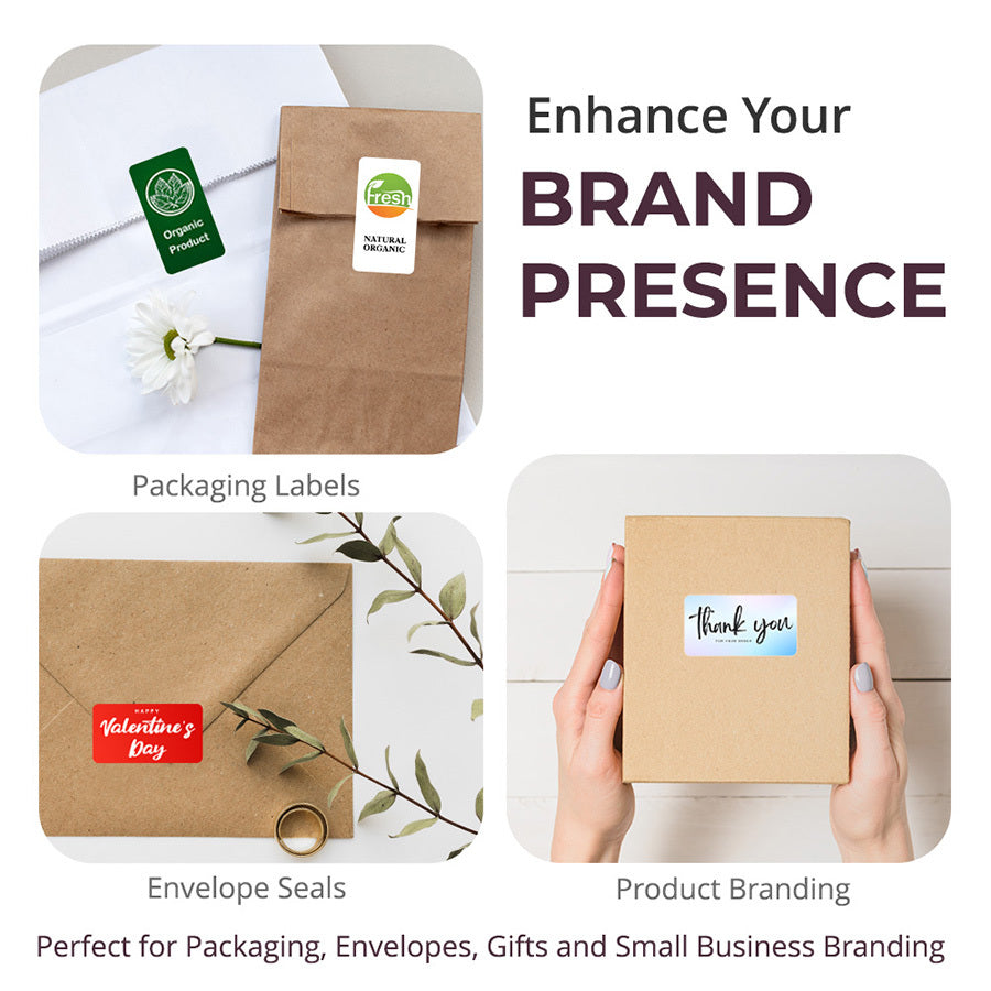 Rectangle personalised vinyl labels for branding