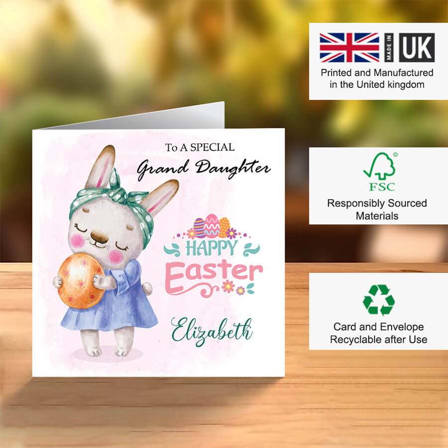 Sweet Easter card for granddaughter with cheerful spring theme
