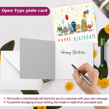 Birthday Greeting Card with Fun Monster Illustration