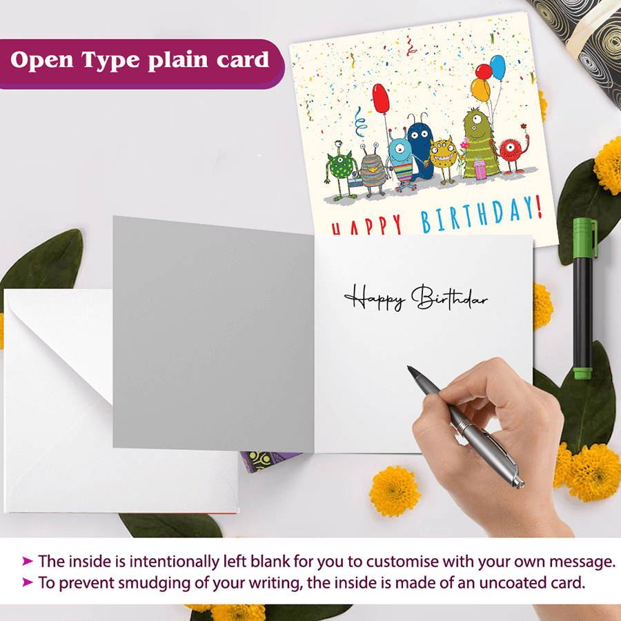Birthday Greeting Card with Fun Monster Illustration