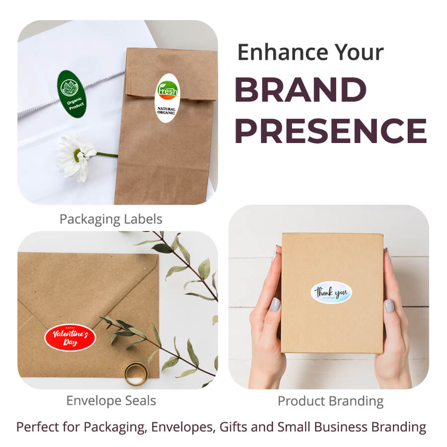 Personalised Logo Stickers - Oval - White Vinyl