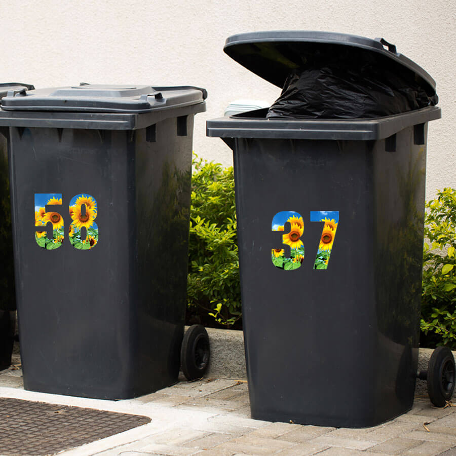 Waterproof Sunflower Stickers For Wheelie Bins
