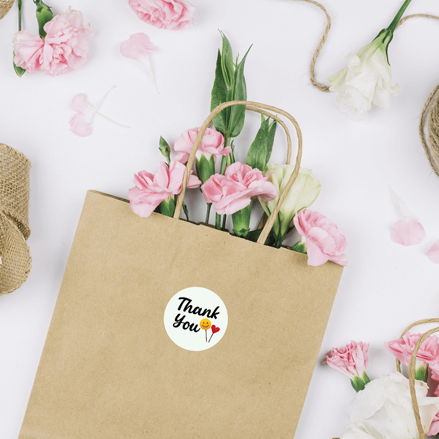 Thank You with Smiley & Heart Sticker