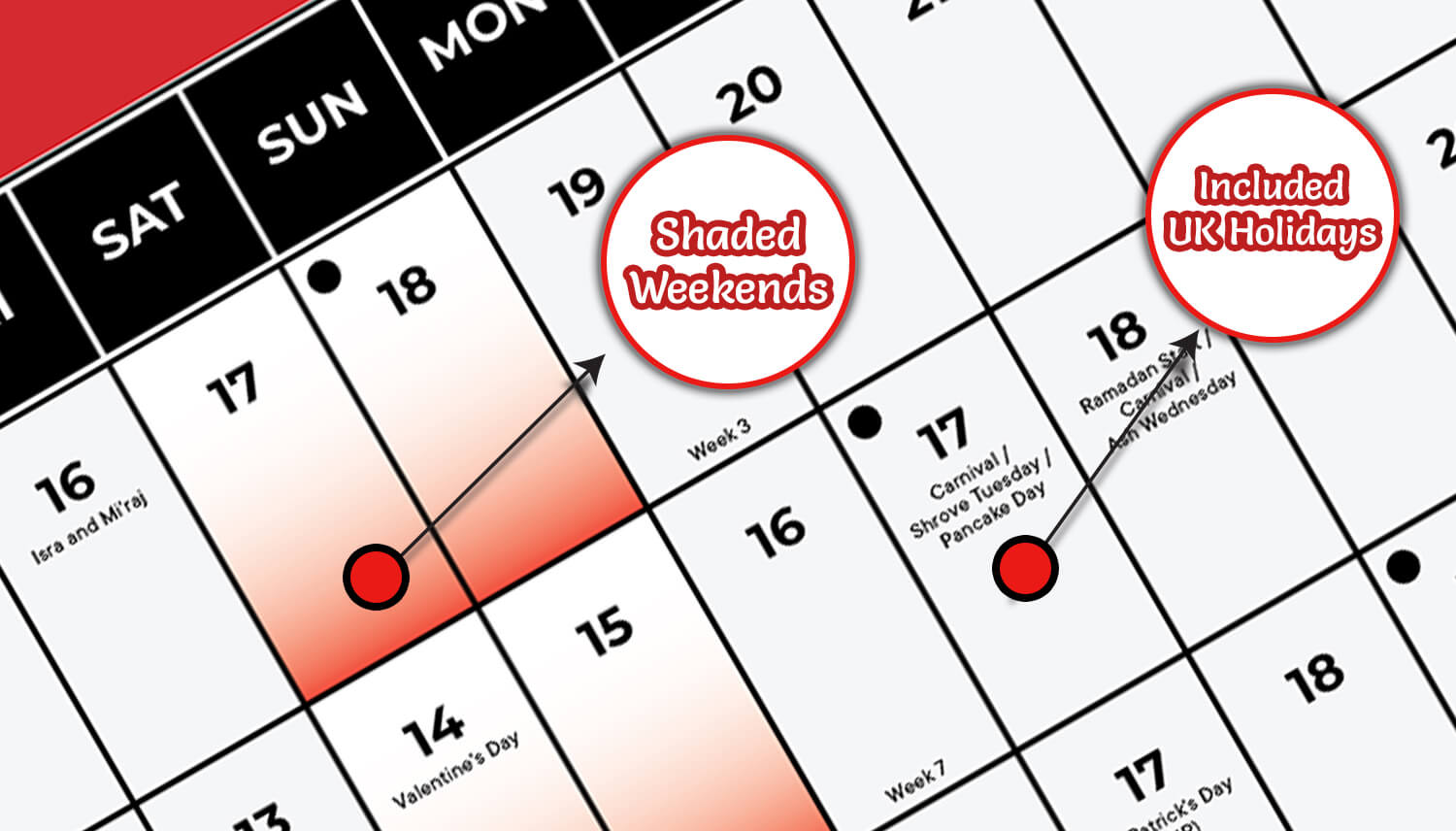 Wall Planner 2026 - A2 - Red