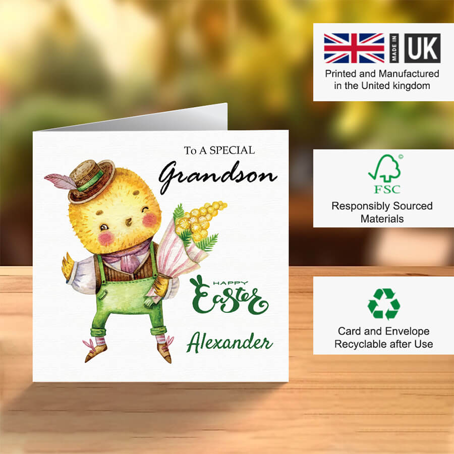 Sweet Easter card for grandson with cheerful spring theme