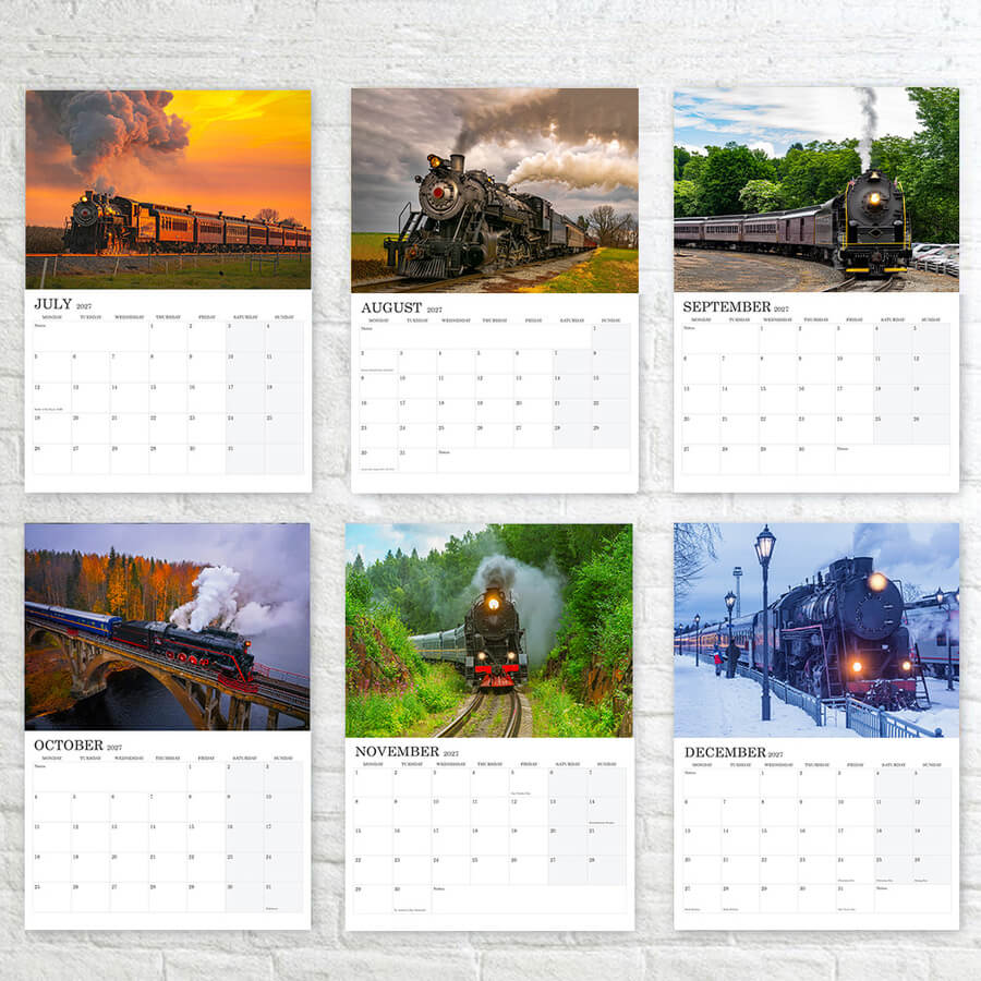 12-Month Steam Trains Calendar 2027
