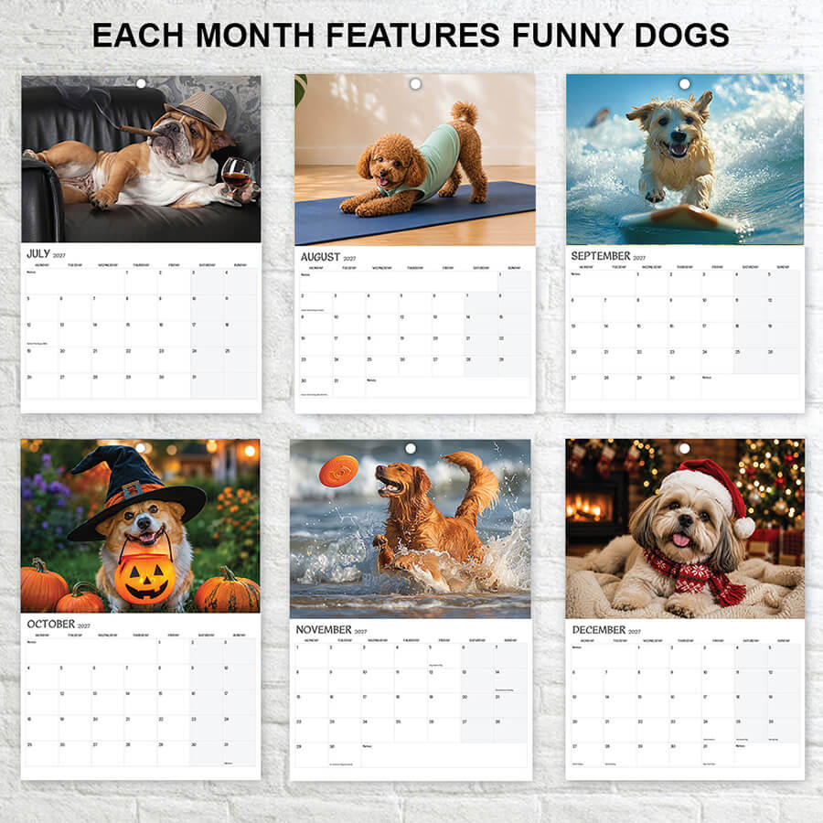 Crazy Canines 2027 Dog Wall Calendar A3 Size