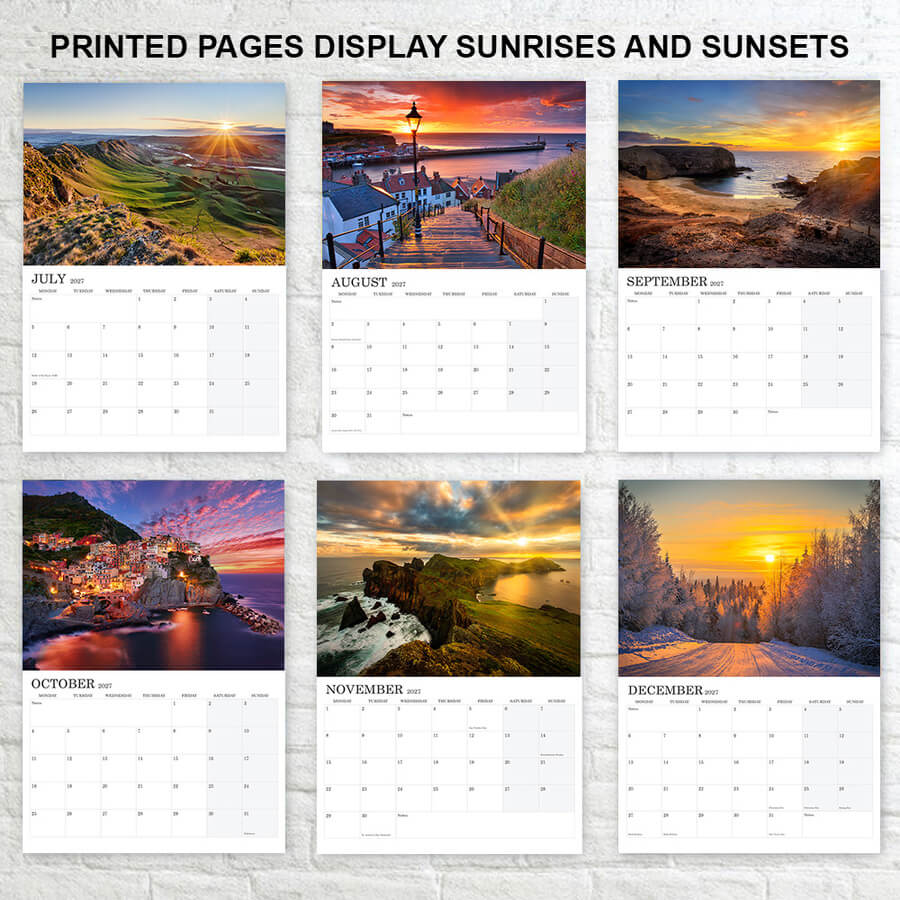 12-Month Sunrise and Sunset Calendar 2027