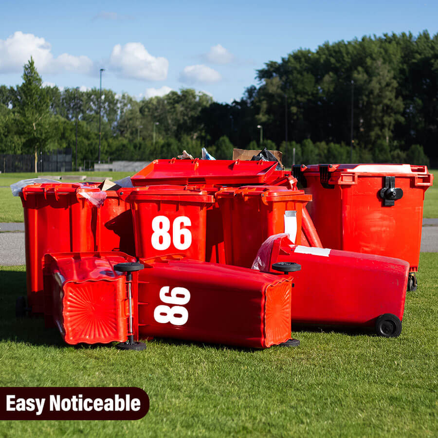Plain White Wheelie Bin Stickers: Numbers Ranging from 0-9
