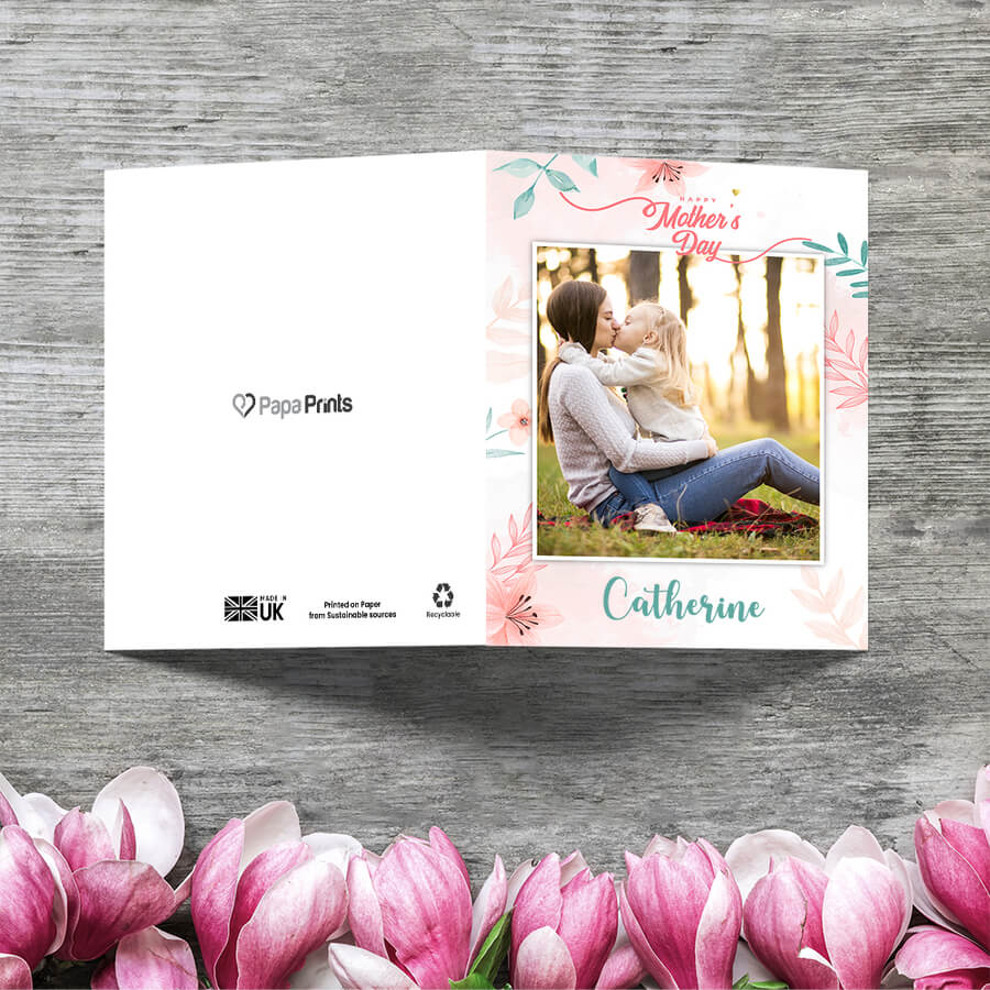 mothers day card personalised message photo card