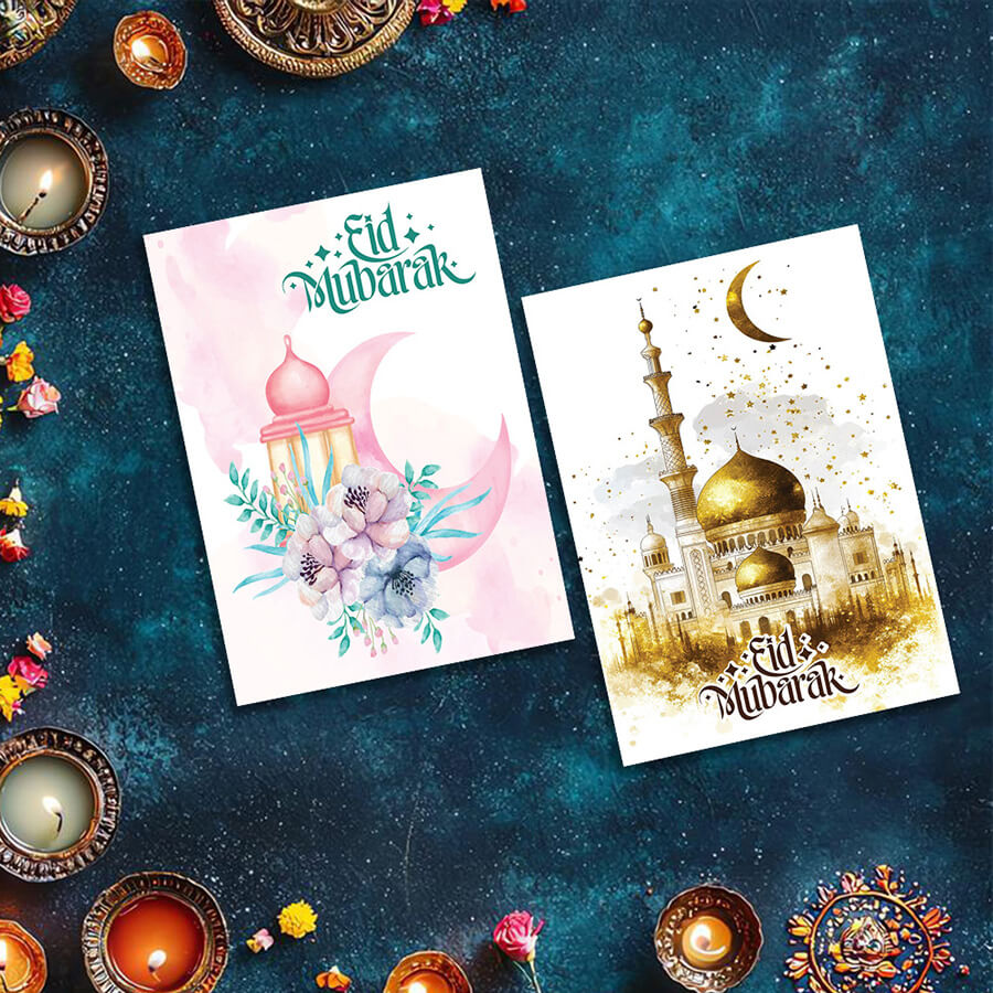 Eid Mubarak Cards - Pack of 12 - Islamic Eid Card UK