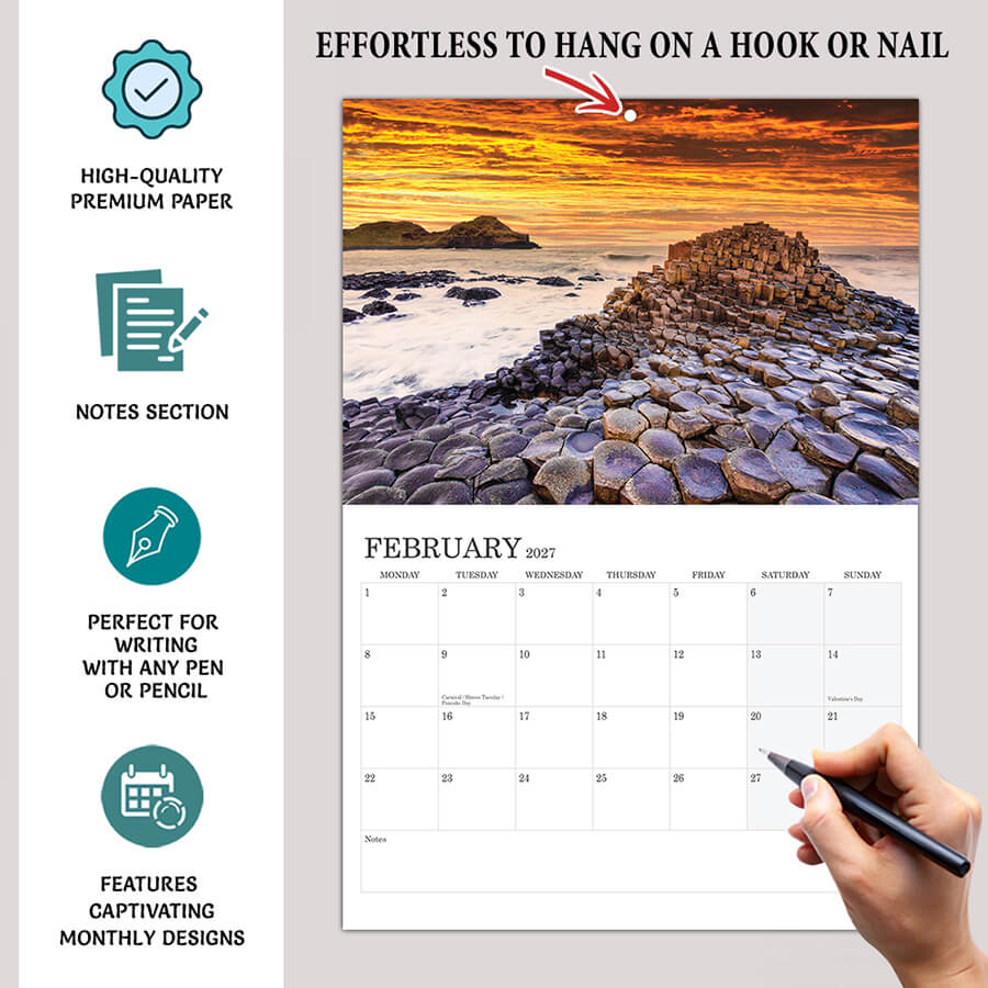 Natural Wonders Calendar 2027 A3 12 Month Wall Calendar