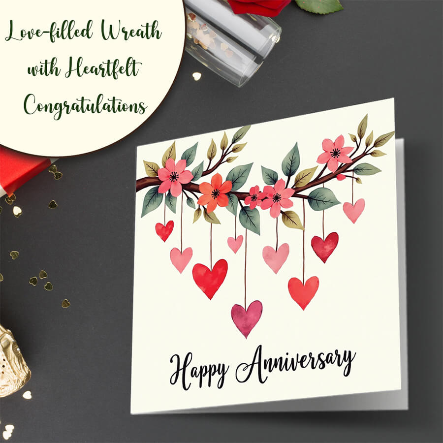 Elegant Hanging Hearts Greeting Card