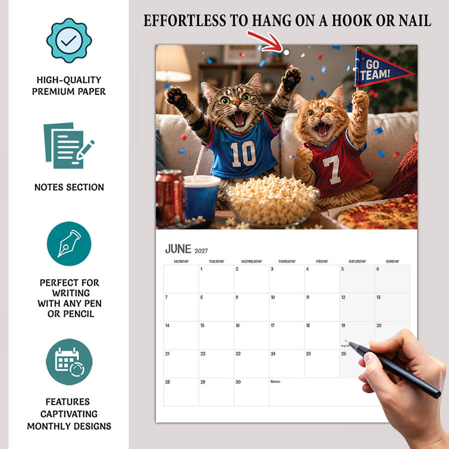 Cat Calendar 2027 A3 12 Month Wall Calendar
