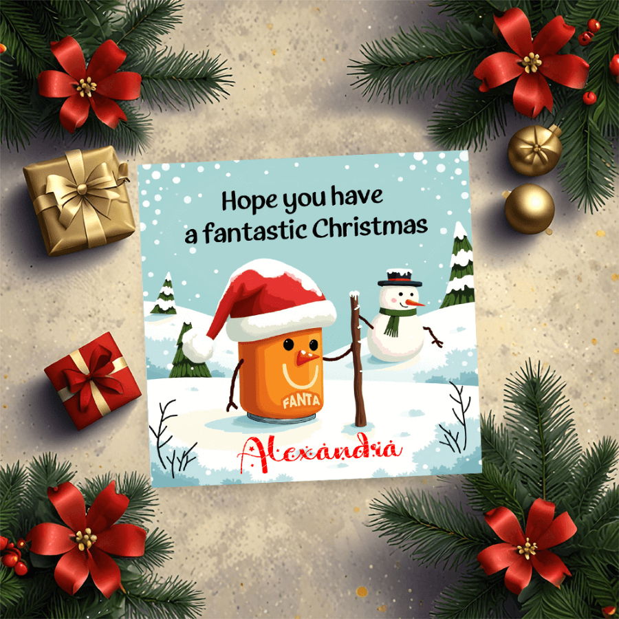 Personalised Christmas card for family with humorous design