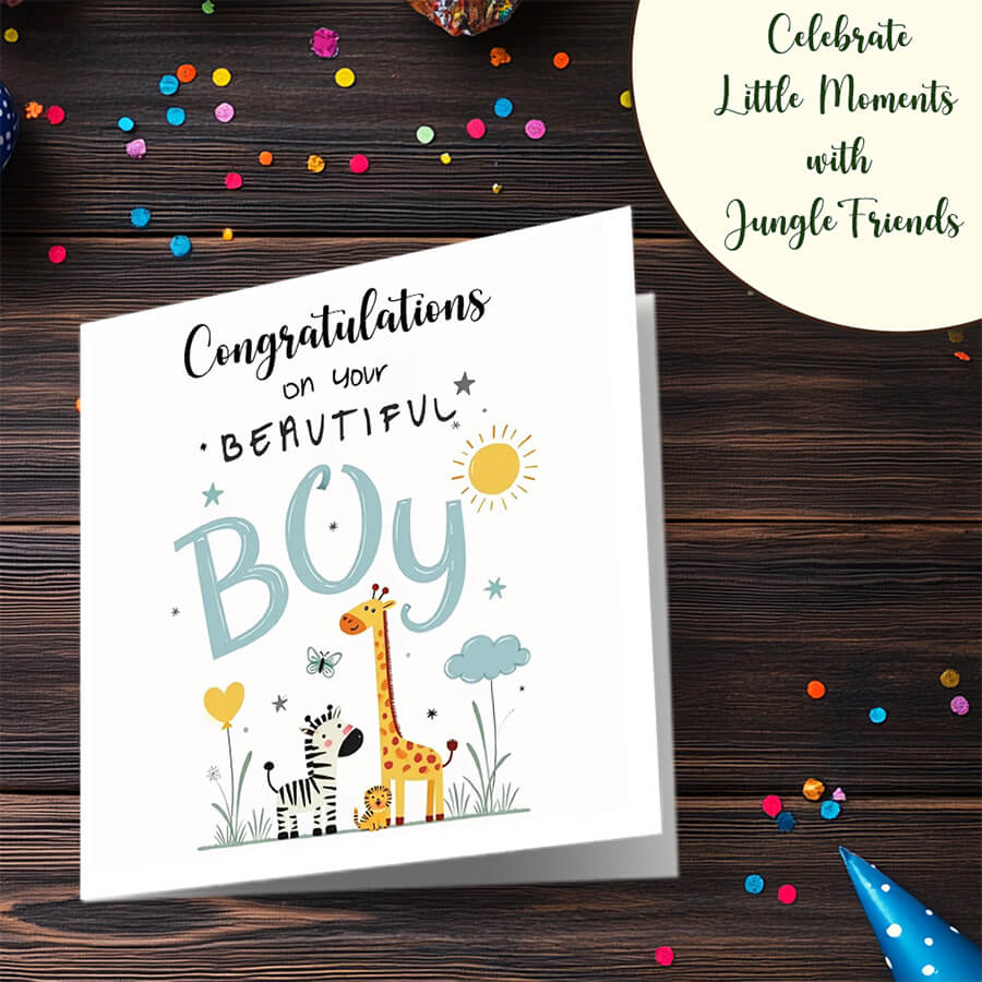 Baby boy card for new parents with charming