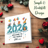 Cute newborn greeting card for baby boy with custom text