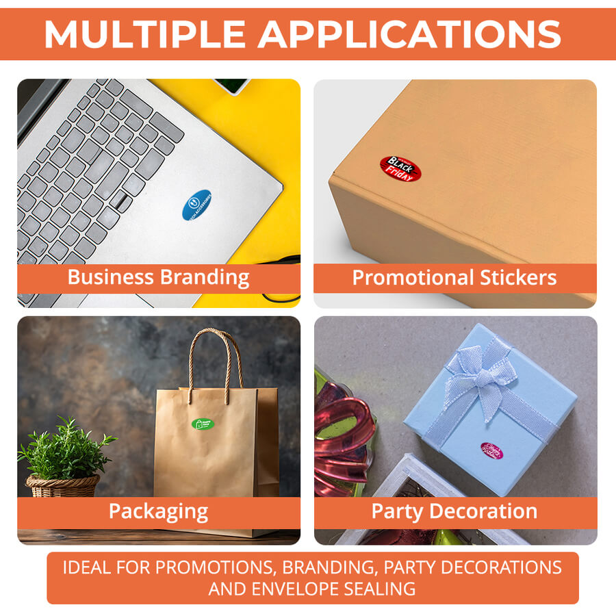 Personalised Logo Stickers - Oval - White Vinyl