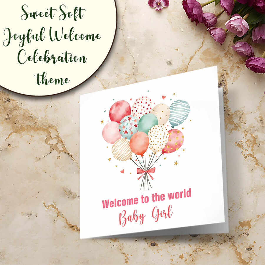 baby girl birth announcement greeting card