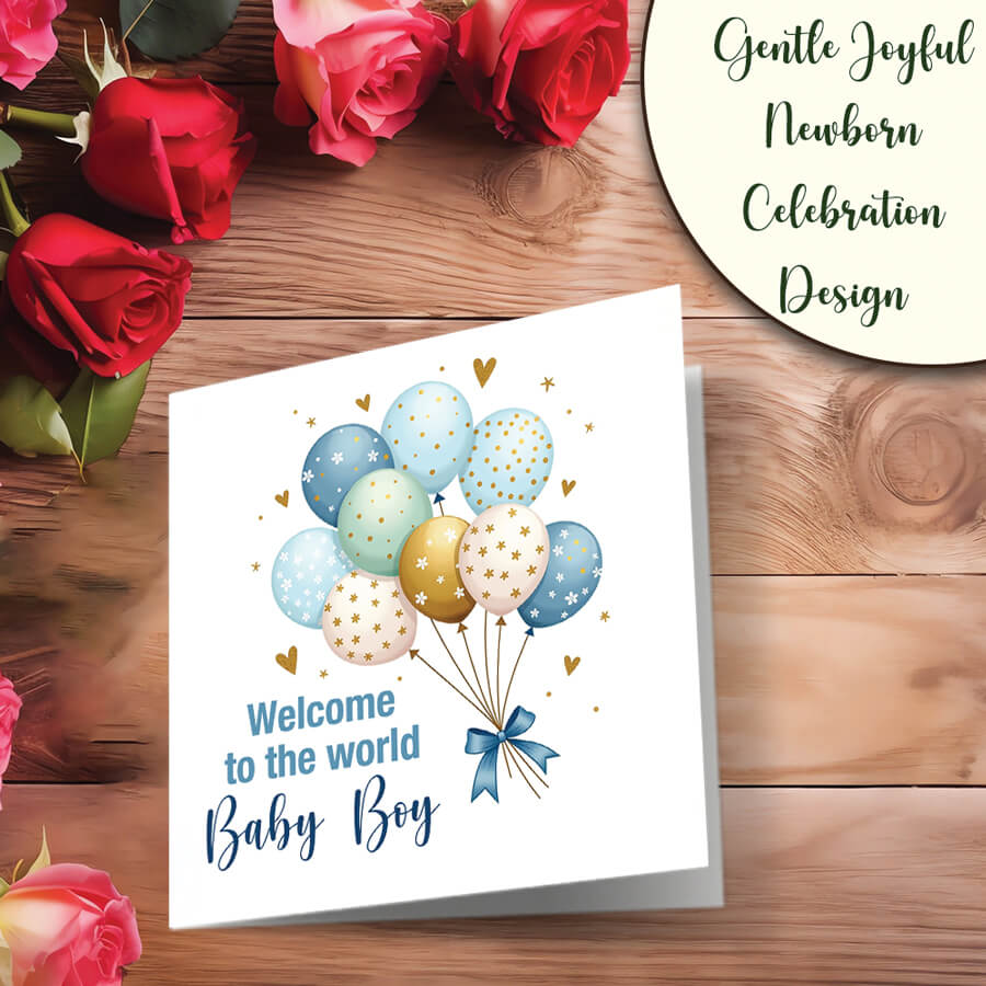 new baby boy card with envelope