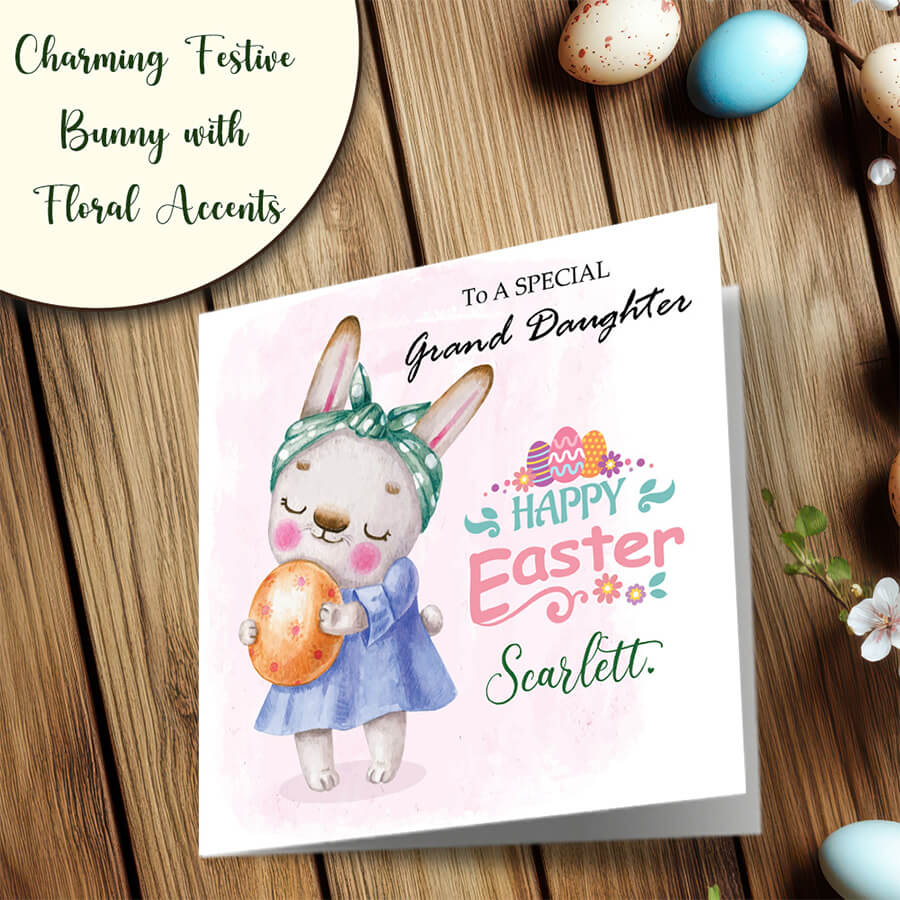 Personalised Easter wishes card for beloved granddaughter