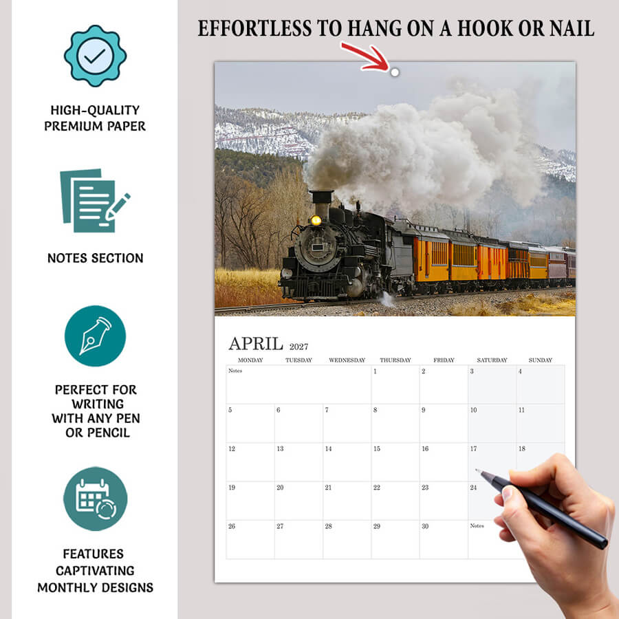 Steam Trains Calendar 2027 UK Wall