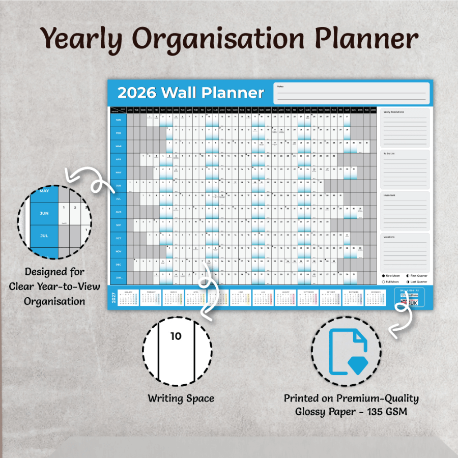 A3 Calendar for Home, Office, Study or School