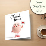 Close up of premium blank thank you card, recyclable FSC paper with matching envelope