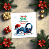 festive gaming headset and controller themed card