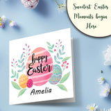 Festive Easter greeting card with colourful egg and floral theme