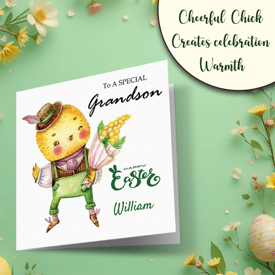 Personalised Easter wishes card for beloved grandson