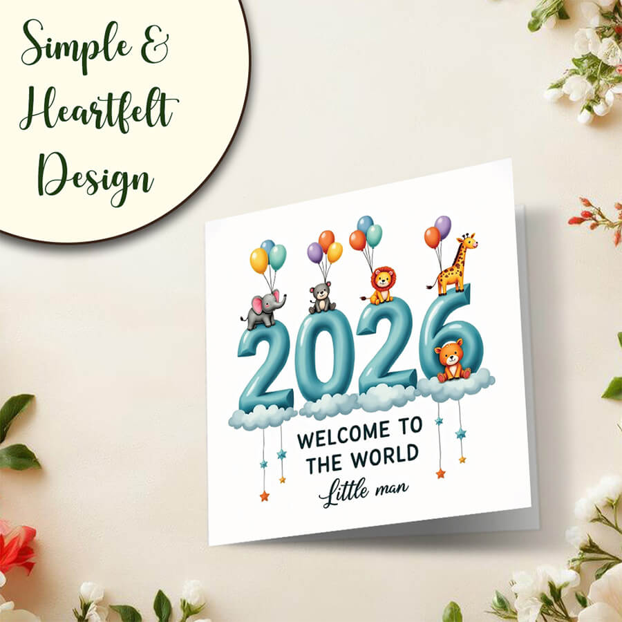 Cute welcome to the world card for baby boy celebration