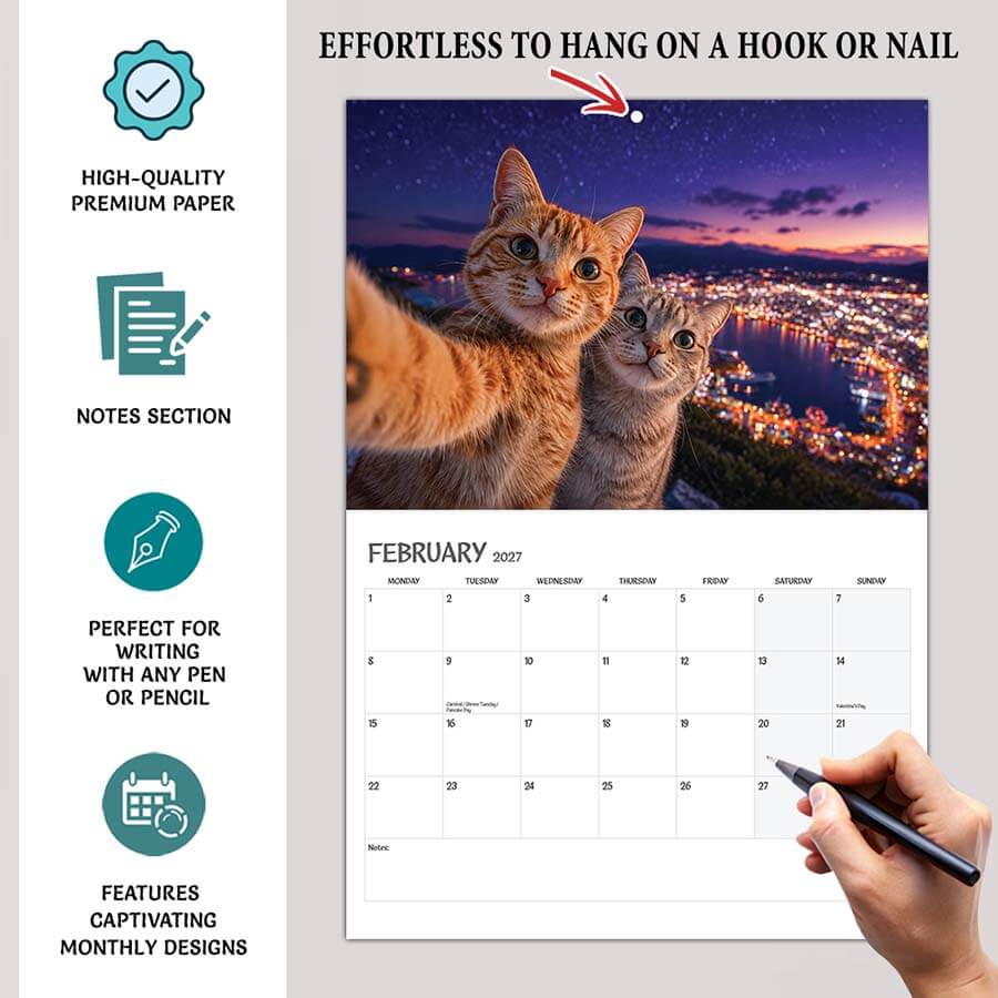 Cat Selfie calendar 2027
