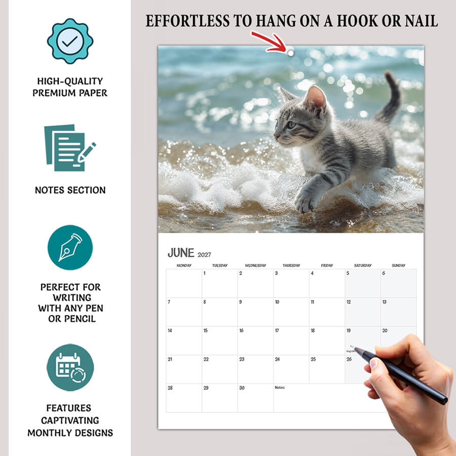 Kittens Calendar 2027 A3 12 Month Wall Calendar