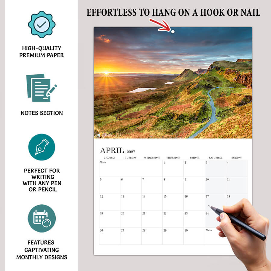 A3 to A4 Sunrise and Sunset Calendar 2027 UK
