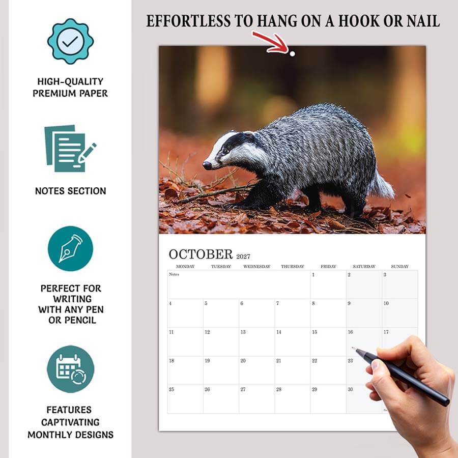 British wildlife themed 2027 calendar with animal photography