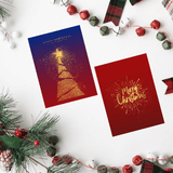 Festive Reindeer Illustration in Blue & Red – Xmas Card