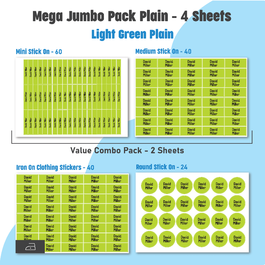 Jumbo Name Labels Pack - Plain Colours