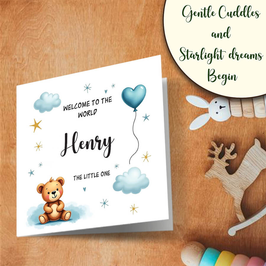 baby boy congratulations card teddy theme