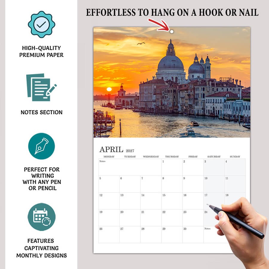 2027 World Cities Calendar - 12 Months - A3