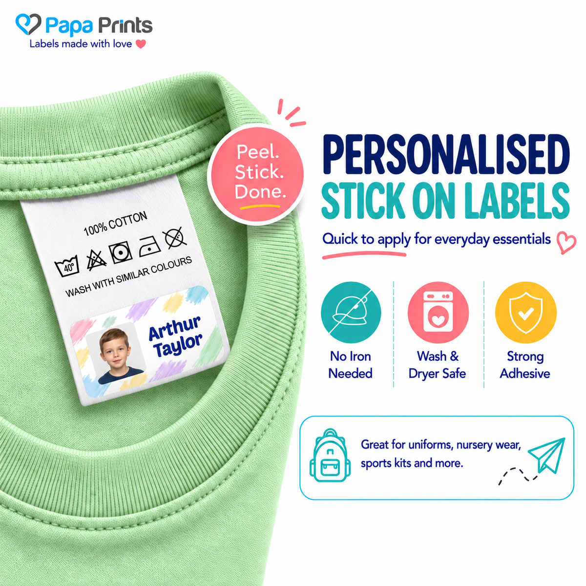 No Iron on name label