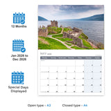 2026 calendar UK featuring Scottish Highlands
