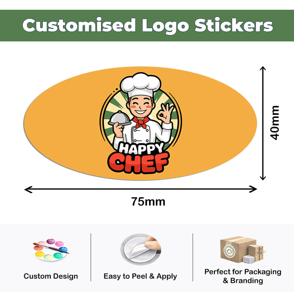 Personalised Logo Stickers - Oval - White Vinyl