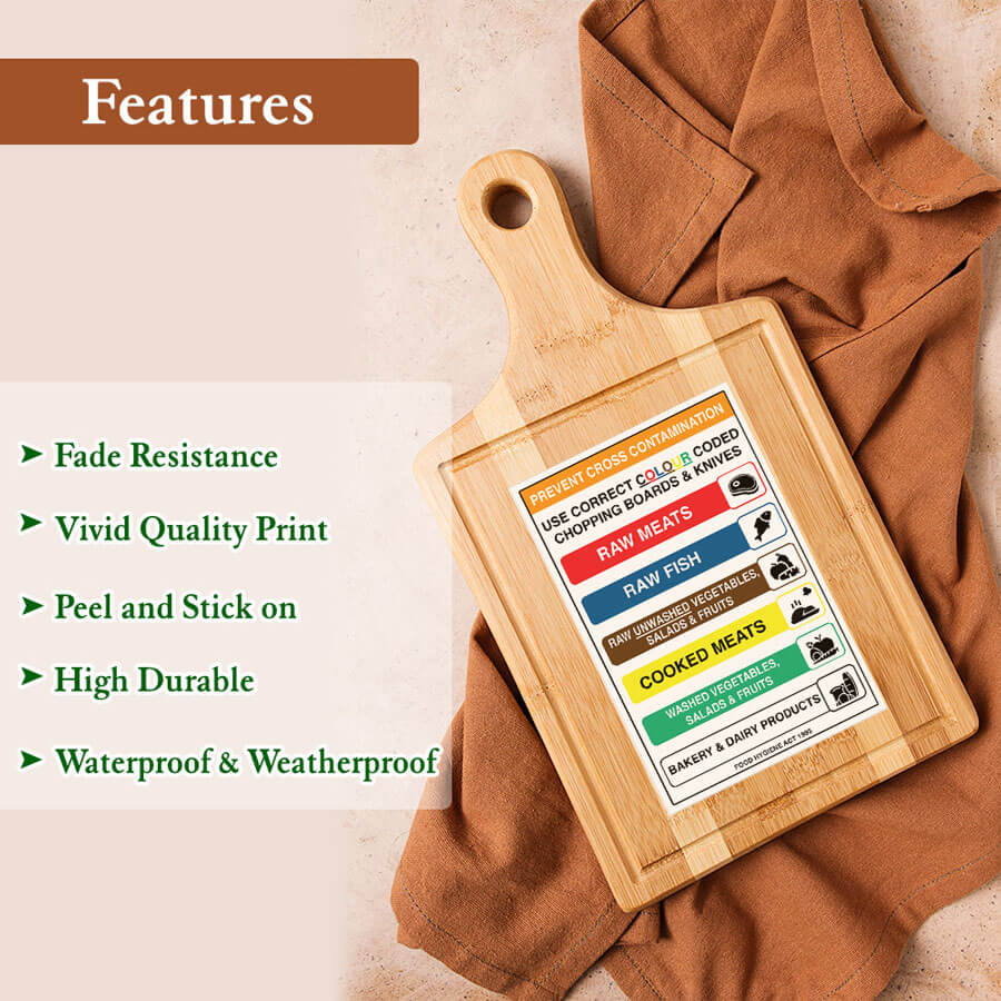 Color-Coded Chopping Board Sign Sticker