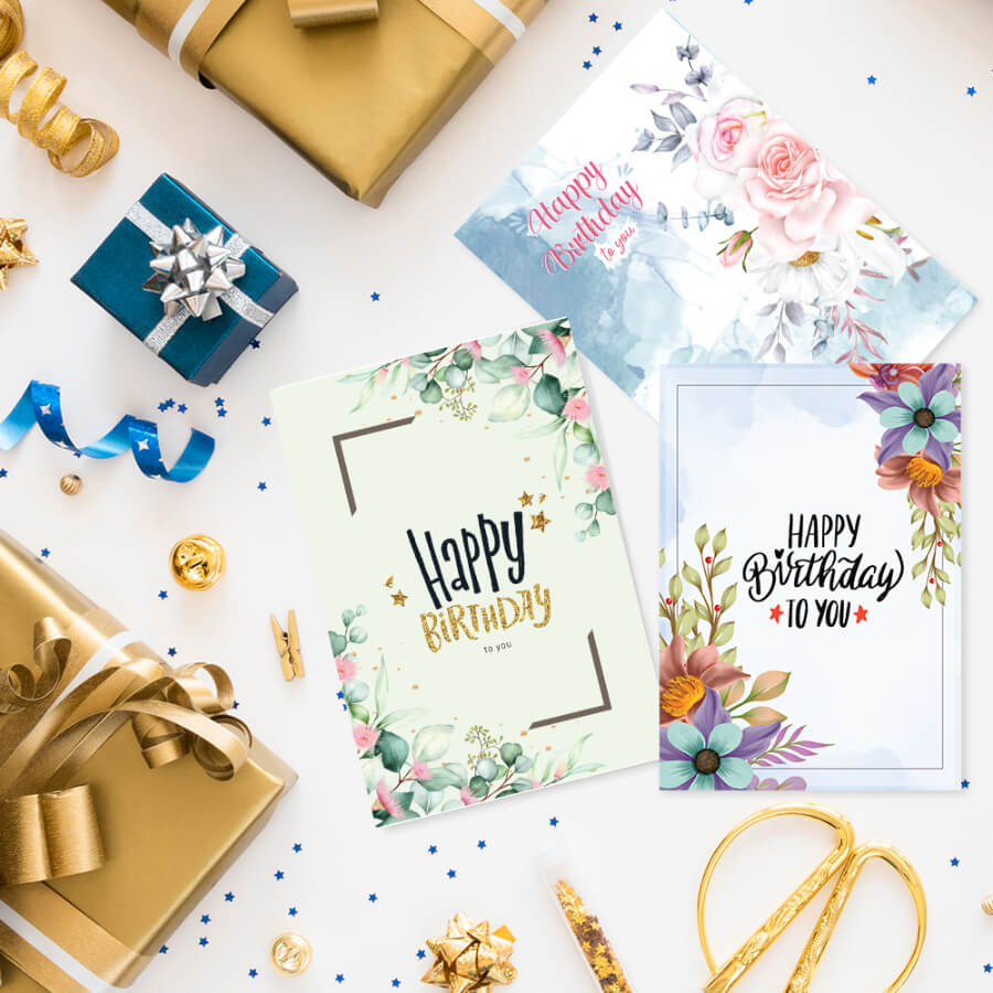 Blossoming Wishes Elegant Floral Birthday Greeting Cards Collection