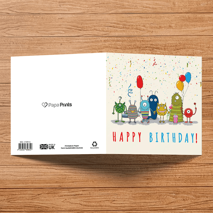 Easy-to-Write Monster Birthday Card with Envelope