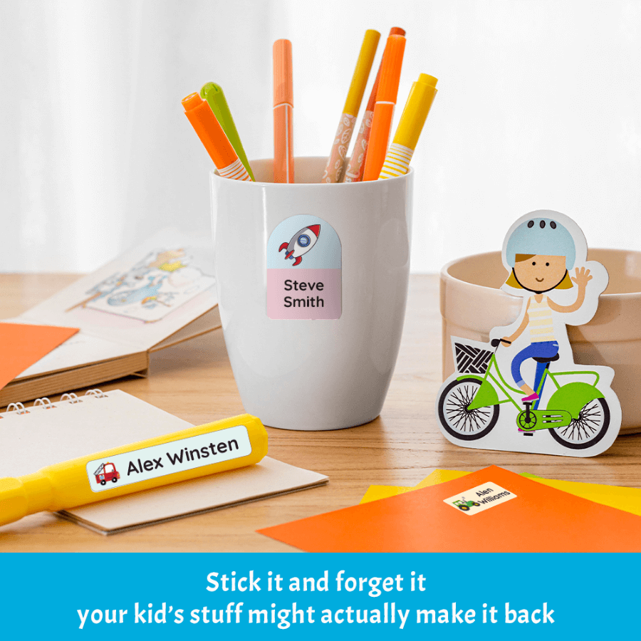 Easy apply clothing name labels for kids
