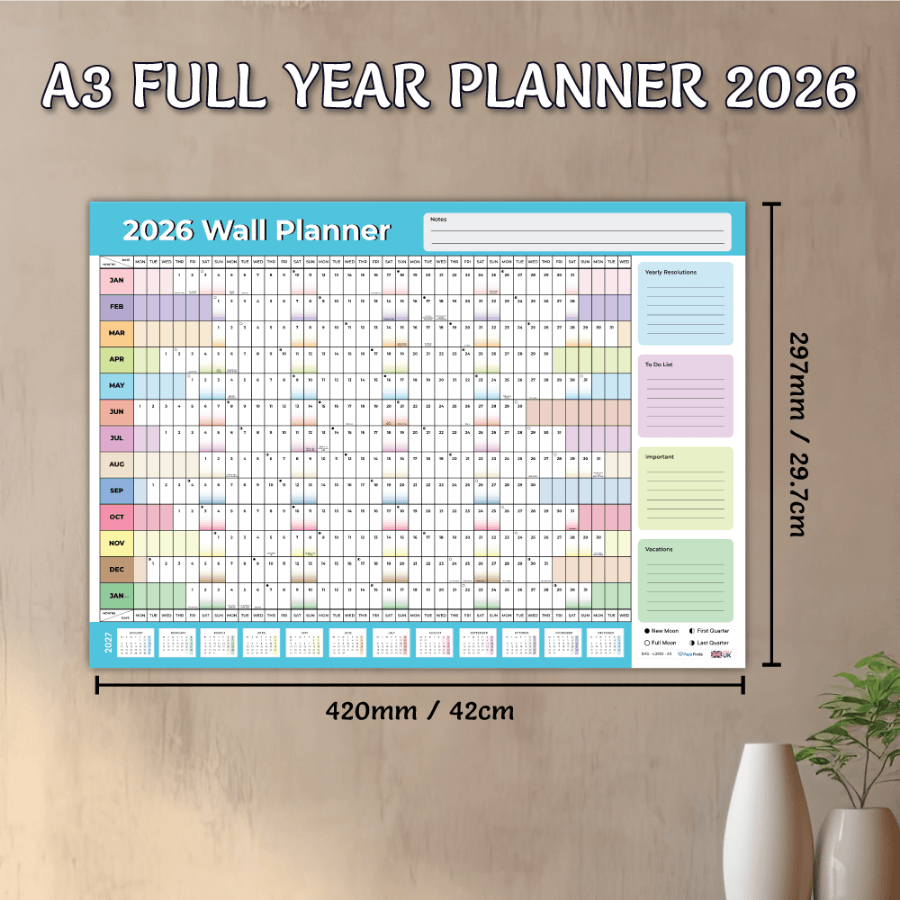 Wall Planner 2026 - A3 - Multicolours