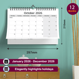 Wire Bound Minimalist Calendar 2026
