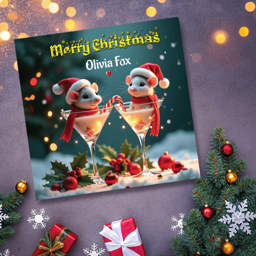 Personalised Holiday Card – Mouse Christmas 